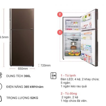 Tủ lạnh Hitachi FG480PGV8 (GBW) - 366L In - Hình ảnh 5