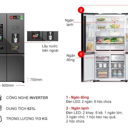 Tủ lạnh Panasonic Inverter 621 lít NR-XY680YHHV - Hình ảnh 2